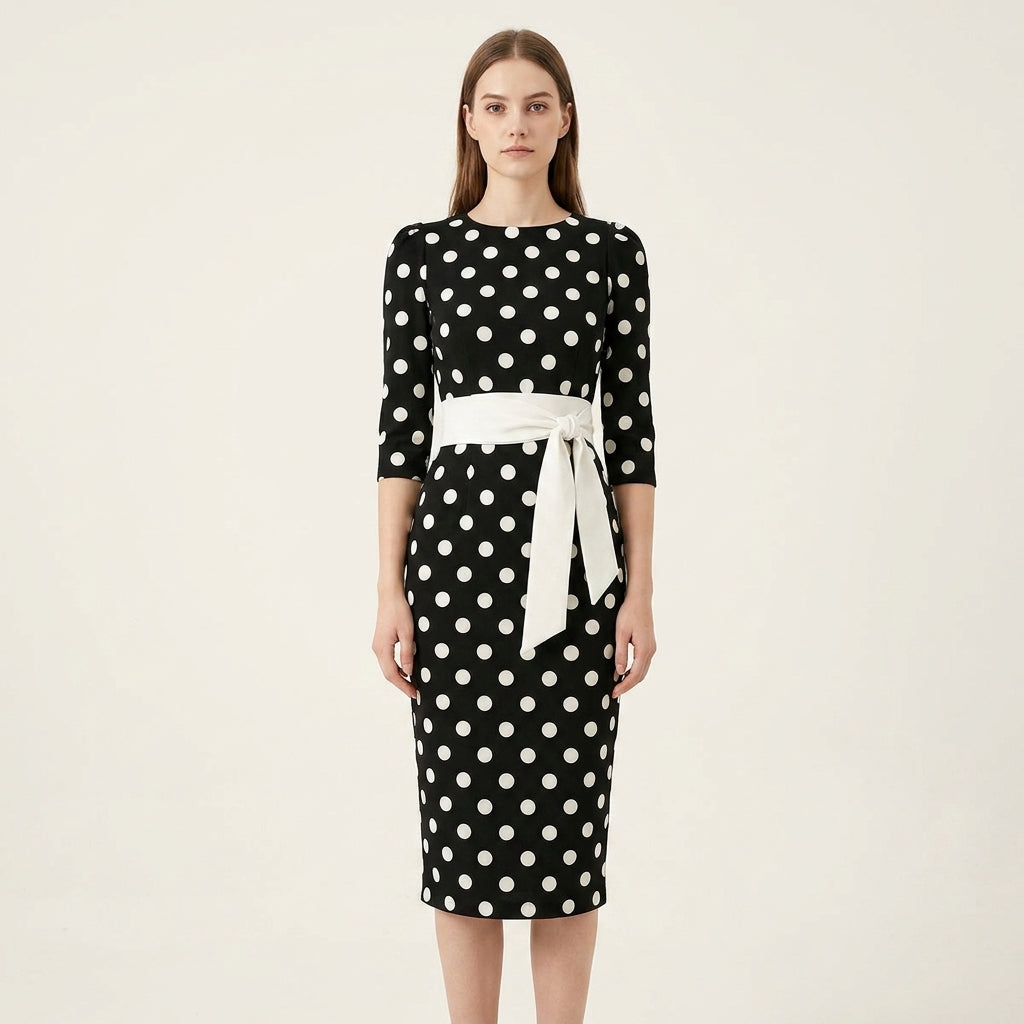 Navy Dotline Dress